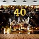 40th Birthday Backdrop 7Wx5H Photography Cheers to 40 Years Black and Gold Happy Birthday for Men Background Adult Fabulous 40 Bday Party Decorations Banner Photo Booth Props Supplies