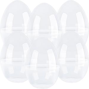 6 Pcs 8 Inch/ 10 Inch/ 12 Inch Giant Plastic Easter Egg Clear Empty Jumbo Easter Egg Oversize Plastic Eggs for Easters Fillers Basket Party Favor DIY Hunt Surprise Easter Eggs (Clear ( 12 Inch )