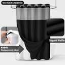 No Hook Shower Curtain and Liner Set,Black Hotel Waffle Shower Curtain with Liner 75" L x 72" W