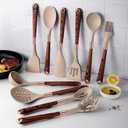 11-Piece Silicone Kitchen Utensil Set with Wooden Handle & Holder Heat-Resistant, Non-Scratch Cooking Tools for Non-Stick Cookware