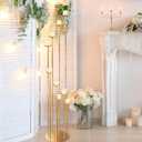 GENMOUS 46" Gold Metal 9-Arm Candle Holder, Floor Candelabra with 9.44" Base, Tall Pillar Taper Candlesticks for Wedding, Home Decor, Halloween, and Christmas Party