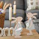 3 x Easter Decorations for the Home Wooden Bunny Decor Sign Farmhouse Rabbit Tiered Tray Decor Easter Rabbit Table Decorations For Party Desk Office Farmhouse Home
