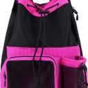 Lohol Large Mesh Drawstring Backpack with Shoe Bag, Durable Swimming String Sack with Handle for Sports Gym Yoga Beach Travel (Rose Pink)