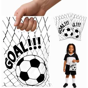 4 x smrtcol Soccer Party Favor Bags with Handles50 Pack White Football Theme Gift Bag for Kids, Sports Birthday Goodie Bags for Candy, Toys & Party Supplies