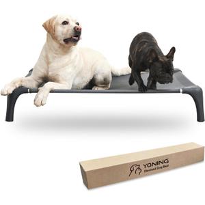 Elevated Dog Bed for Large Dogs, Easy to Assemble Durable Raised Dog Cot with Aluminum Alloy Frame, Breathable Mesh (Dark Grey)