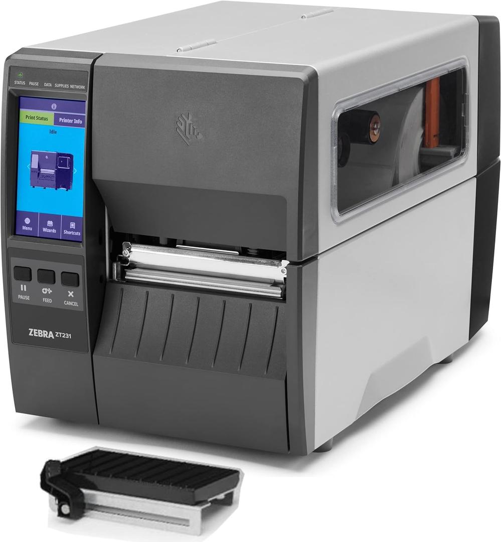 ZEBRA ZT23142-T01000FZ, ZT231 Upgraded Version of ZT230 Thermal Transfer Industrial Printer, 203 dpi Print Width 4 in Ethernet Bluetooth Serial USB, Includes: Touch Display, Tear Bar 