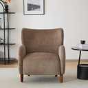 Christopher Knight Home Dolly Mid-Century Modern Velvet Upholstered Wingback Club Chair, Living Room Lounge Chair for Relaxation, Reading Armchair, Solid Wood Living Room Accent Chair, Camel+Brown, 31.25''D x 32.25''W x 33.00''H