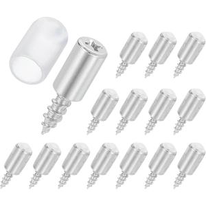 uxcell 15Pcs Shelf Support Pegs, 7mm Shelf Pins with Anti-Slip Silicone Sleeve, Metal Self Tapping Screw Shelf Holder Pin for Kitchen Cabinet Bookcase (Transparent)