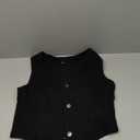 Womens Denim Vest Sleeveless V Neck Button Down Jean Jacket Y2K Summer Crop Tops (Medium, Black)