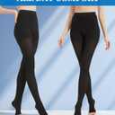MGANG Medical Compression Pantyhose for Women & Men, 15-20mmHg Graduated Compression Support Tights, Open Toe, Opaque Waist High Compression Stockings for Edema, Varicose Veins, Flight, DVT, Black M