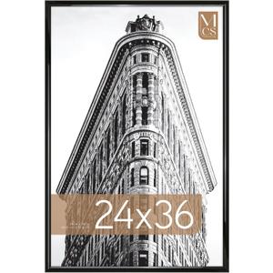 MCS Trendsetter 24x36 Poster Frame Black High-Gloss, Vertical & Horizontal Wall Hanging Large Picture Frame for Photos, Posters & Art Prints (1-Pack)