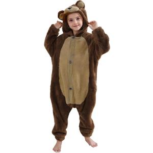Kids Onesie Animal Costume Christmas Costumes Unisex One Piece Cosplay Suit for Boys and Girls (Toddler(3-4yrs), Brown Bear)