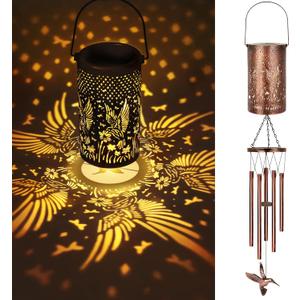 YHmall Solar Wind Chimes for Outside, Solar Lantern Windchimes Outdoors Hummingbird Gifts for Women Mom, Memorial Wind Chimes Gifts for Garden Decor