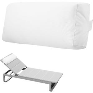 Headrest Pillow for Pool Chaise Lounge, Pool Lounge Pillows Outdoor with Elastic Band for Recliner and Pool Patio Chairs, Head Neck Support Pillow (White, 22x8.6x3.9)