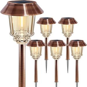 XMCOSY+ Solar Pathway Lights Outdoor - 6 Pack Solar Garden Lights, 10-40 LM Dimmable Solar Lights Outdoor Waterproof Auto On/Off IP 65 Solar Powered Landscape Lighting for Patio Walkway Driveway