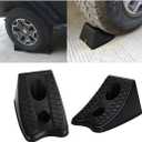 Car Wheel Chocks, 2PCS Heavy Duty Solid Rubber Camper Wheel Chock with Non-Slip Base, Strong Trailer Tire Stopper to Keep Your Car in Place, Universal for RV Camper Travel Trailer