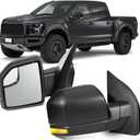 OCPTY Tow Mirrors Power Heated Left Driver Right Passenger Side Towing Mirrors Fit For 2015-2019 For Ford For F150 Pickup Truck With Turn Signal Light With Black Housing Manual Folding
