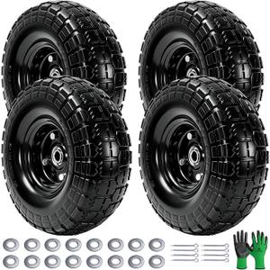 Click to see full view
	
	
Parts Camp (4 Pack) 4.10/3.50-4 Flat Free Tires 10 Inch Tire and Wheel
Utility Wagon Tires 4.10 3.50-4 with 5/8" Axle Bore Hole, 2.2" Offset Hub, for Gorilla Carts, Wheelbarrow, Hand Truck