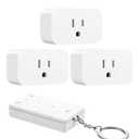 DEWENWILS Wireless Remote Control Outlet, No Wiring, Programmable & Expandable Electrical Outlet Switch, 100FT Control Range, 125V/15A/1875W Independent Control Outlet, 1Remote+3 Outlets