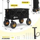 Heavy Duty Beach Wagon with 9" Big Sand-Proof Wheels 440lb Capacity, Sekey 200L Oversized Foldable Cart | Adjustable Handle & All-Terrain Tires for Sand, Camping, Groceries.