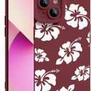 2 x for iPhone 13 Phone Case, Printed Silicone, White Hibiscus | Printed Silicone Case, Ultra-Thin Soft Feel, Shockproof Protection, Girly Pattern Design