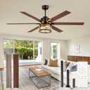 Fanbulous 65 Inch Farmhouse Crystal Ceiling Fan with Lights and Remote, Chandelier Ceiling Fan with Quiet Reversible DC Motor, Wood Blades - Ideal for Bedroom