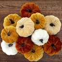 12pcs Pumpkin Fall Decorations Artificial Faux Velvet Halloween Pumpkins Decor Foam Pumpkins for Farmhouse Fall Wedding Thanksgiving Table Centerpiece Mantel Bowl Decorations