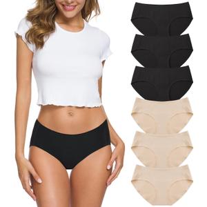 Wealurre Cotton Bikini Women's Breathable Panties Seamless Comfort Underwear (Medium, B3/A3), Pack of 4 