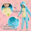Kids Flannel Animal Onesie Costume Halloween Dress up Christmas for Girls and Boys (8 Years, Blue Seahorse)