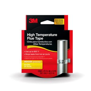 3M High Temperature Flue Tape, High Heat Sealing Tape up to 600 degrees, 1.5' in x 15" ft Roll, Stops leaks from hot air ducts, Made in the USA, Silver (2113NA)