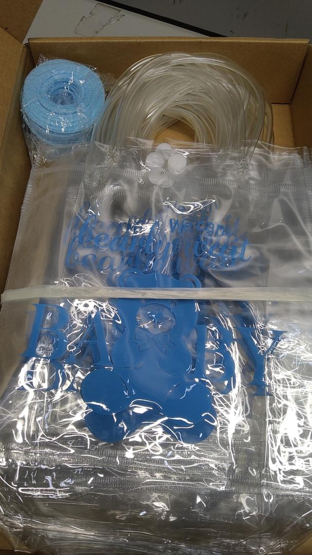 Wesnoy 25 Pcs Clear Floral Gift Bags with Handels Rose Pink Flowers PVC Treat Bags Pack of 24