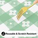 Rectangle Vinyl Table Cloth, Waterproof Elastic Fitted Tablecloth with Flannel Backing, Plastic Table Cover for Picnic, Camping, Outdoor (White & Sage Green, 30"x48")