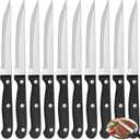 10 Piece Steak Knives, 8.2 Inch Stainless Steel Steak Knife, Ergonomic Handles Serrated Kitchen Knives, Sharp Triple Rivet Dinner Knife for Kitchen Restaurant Camp, Dishwasher Safe (Silver)