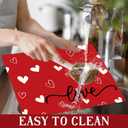 Valentine Placemats Set of 6 Reusable Valentines Plastic Table Mats Waterproof Red Love Heart Place Mats Valentines Table Decoration for Indoor Outdoor Party Kitchen Dining