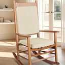 FlyGulls Rocking Chair Cushion Set with Machine Washable Cover Non-Slip Rocking Chair Cushions Indoor Seat and Back Pads with Ties 1 Pack, 2 Piece Set, 20"x 17"x 2" (Ivory)