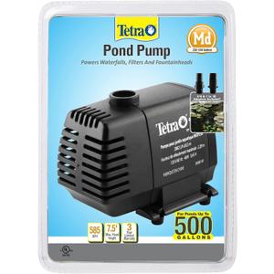 TetraPond Water Garden Pump, Powers Waterfalls/Filters/Fountain Heads,Black,50 to 500 Gallons