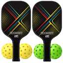 Pickleball Paddles Set of 2 with 4 Balls – High-Performance Face & Comfortable Grip, Optimized Design & Materials for All Levels – USAPA Approved (Vector X)