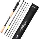 HANDING M1 Travel Fishing Rod, 5/6-Piece Travel Spinning Rod & Baitcaster Rod for Largemouth Smallmouth Walleye Pickerel Pike Redfish Striped Bass with Cork Handle Seaguide RA Guides 30+24T Carbon