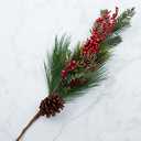 Factory Direct Craft Tall Mixed Pine and Red Berry Floral Spray for Indoor Decor