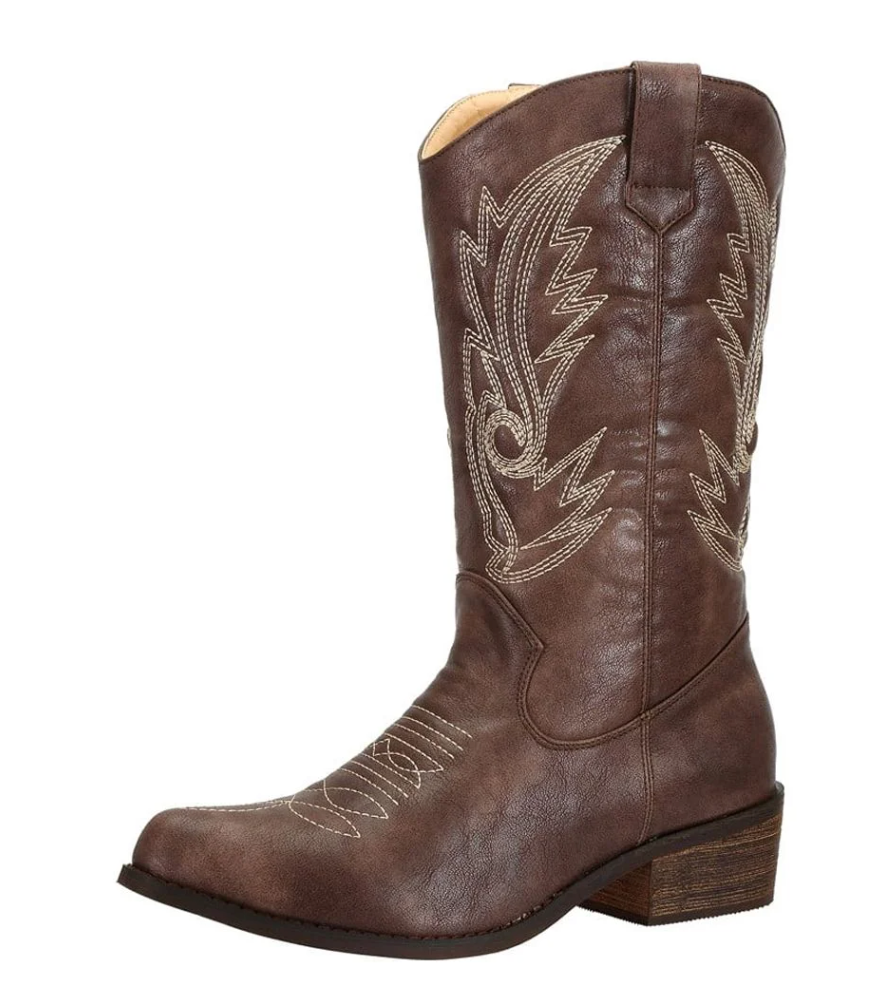 SheSole Women's Wide Calf Western Cowgirl Cowboy Boots (6, Brown)