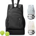 Pickleball Backpack for Women Men, Gym Back Pack with Shoe Compartment Pickleball Bag Fits 2 Pickle Ball Paddles