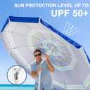 AMMSUN 8 Feet Large Beach Umbrella with Sand Anchor Heavy Duty High Wind Portable Outdoor Umbrellas UV 50+ Protection Air Vent Tilt Patio Garden Pool