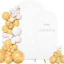 Set of 2 Wedding Arch Cover 2-Sided Round Top Spandex Fitted Arch Backdrop Cover for Birthday Party Baby Shower Wedding Arch Stand Decor（7.2FT, 6FT, White）