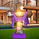 6 ft Easter Inflatable Outdoor Yard Decoration Blow up Inflatable He is Risen Cross Set with Build in LED Lights Decor for Easter Spring Party Lawn Supplies