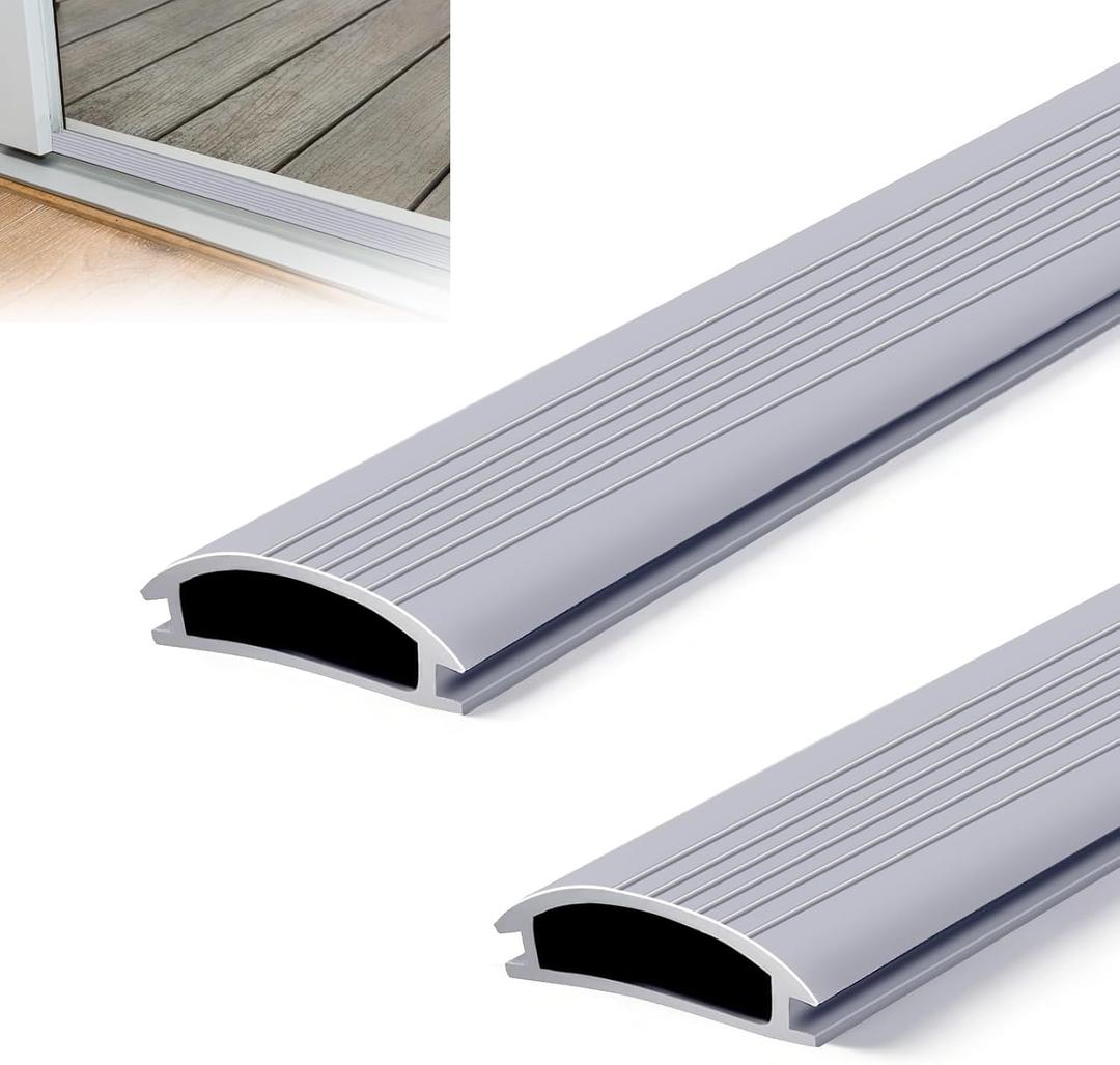 2PCS 36 Inch Vinyl Replacement Insert for Adjustable Height Aluminum Thresholds, with Seals 1-5/16 x 3/8 Inch Gray Flexible Door Threshold Strip for Exterior/Front Door Weather Stripping