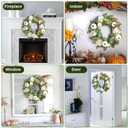 18 Inch Thanksgiving Wreaths for Front Door and Leaves Spring Door Wreath with Hydrangea and Maple, Christmas Artificial Floral Wreath for Porch, Window Farmhouse Party Holiday Home Decor (Green)