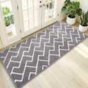OLANLY Front Door Mat 47x20, Low-Profile Easy Clean Doormat, Grey