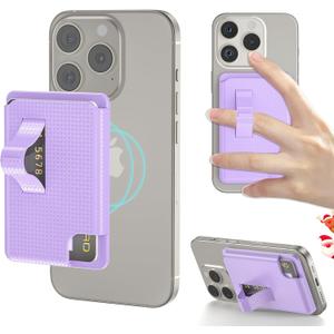 AUROX for MagSafe Wallet Stand, Magnetic Wallet Stand, Phone Grip Cardd Holder, Magnetic Card Wallet Holder with Secure Grip, for iPhone 16 15 14 13 12 Series, Fit 2 Cards, Purple