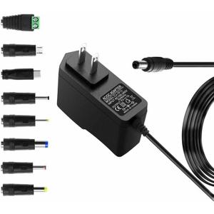 9V 1A AC Adapter with 8 Tips 9 Volt 1Amp 9W Power Adapter AC 100V-240V to DC 1000mA 800mA 500mA 0.8A 0.5A Power Adapter Transformer DC 9V Power Cord Wall Charger