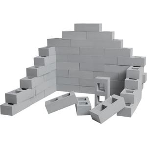 Deekin 12 Pcs Foam Brick Building Blocks for Kids Thick Blocks Foam Large Fake Brick Construction Toy for Stacking Construction, 8 x 4 x 2.4 in (Square Holes)